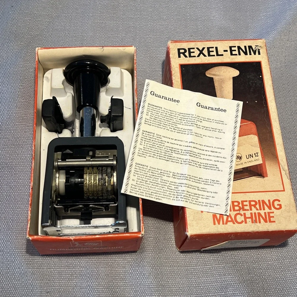 Rexel-Enm‎ Numbering Machine UN22 Lever Action Vintage Made In Great Britain